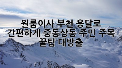 🚚💨 원룸이사, 부천 용달로 간편하게! 중동/상동 주민 주목! 꿀팁 대방출 🍯